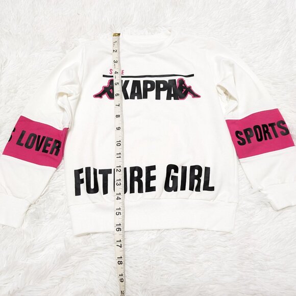 Kappa Girls Crew Neck White Pullover Loopknit Long Sleeve Sweatshirt NWOT - Picture 3 of 11
